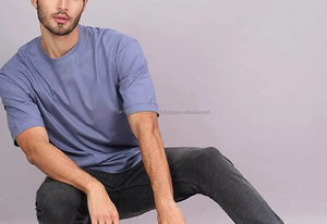 Camiseta de Hombre de Gran Tamaño con Hombros Caídos, Unisex, de Algodón y Poliéster, al por Mayor, sin Etiqueta, Tejida - Product Image 6