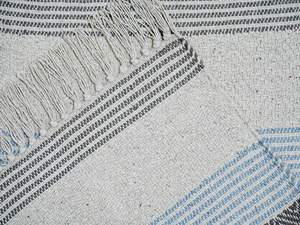 Handwoven Cotton Indigo Modern Non-Slip Rug Geometric Stripes Wholesale for Living Room Bedroom Home Decor - Product Image 4