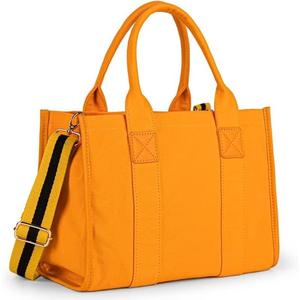 Sac fourre-tout en toile tissée décontracté pour femmes, léger, durable, indispensable au quotidien, avec bandoulière réglable, orange - Product Image 1