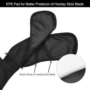 Bolsa para palos de hockey, práctica, para múltiples palos, impermeable, de gran capacidad, con cremallera superior, bolsillos de malla, funda para hockey sobre hielo - Product Image 5