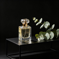 Flacon de parfum vide en verre de luxe personnalisé, 30 ml, 50 ml, 100 ml, avec bouchon magnétique, couvercle carré doré, design de créateur, rechargeable, avec boîte