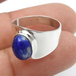 Natural Lapis Lazuli Gemstone Boho <b>Ring</b> In 925 Sterling <b>Silver</b> Handmade Bold Gemstone Jewelry For <b>Men</b> & Women In Wholesale Price - Product Image 4