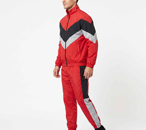 Men's <b>Red</b> Color Blocking Tracksuit Full Zip Vintage Style with Side Pockets Breathable Polyester Winter Wear 2 in 1 Design - Product Image 5