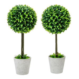 Árbol topiario de boj artificial MyGift en maceta gris-Acento interior Premium - Product Image 1
