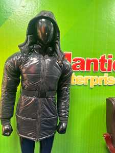 Women <b>Winter</b> Genuine <b>Leather</b> Blouson <b>Jacket</b> Hooded Full Sleeve Thick Warm Zipper Closure Regular Length Animal Print Breathable - Product Image 5