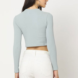 Crop top femme à manches longues, design élégant, style streetwear, nouvel article imprimé, vente directe d'usine du Pakistan - Product Image 2