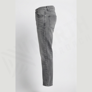 Jean en denim coupe droite délavé foncé pour homme, taille haute, coupe classique, en coton, style décontracté, pantalon d'automne - Product Image 2