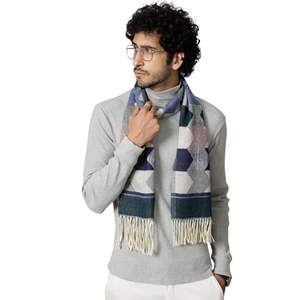 Écharpe longue en cachemire 100% écologique de haute qualité, tricotée, pour l'hiver, pour hommes et femmes, chaude, à carreaux écossais - Product Image 3