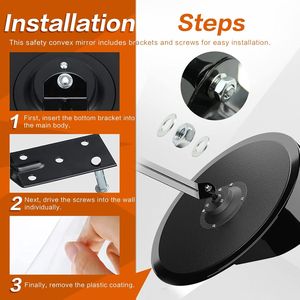 Specchio di Sicurezza Convesso da 12 Pollici con Visione Chiara e Staffa di Fissaggio Regolabile per Uso Interno ed Esterno - Product Image 6