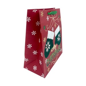 IntBOX Sac cadeau de Noël classique écologique du Vietnam Papier laminé scintillant estampé à chaud avec poignées rouges et vertes - Product Image 3