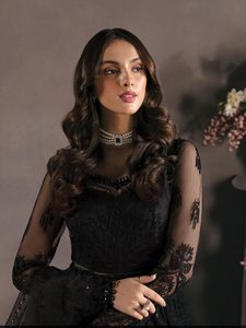 Vestido de Novia Negro Estilo Princesa con Cuentas, Manga Larga, Escote Redondo, Largo hasta el Suelo, Cola Capilla, Estilo Clásico - Product Image 3