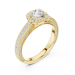 Bague de fiançailles en or blanc 14 carats avec diamant rond cultivé en laboratoire pour femmes |   Nouveau diamant cultivé - Product Image 5