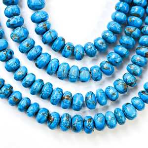 AAA Blue Copper Turquoise Rondelle Beads 8-10MM Turquoise Gemstone Beads Strand Blue Turquoise Beads For Jewelry Making Supplies - Product Image 1
