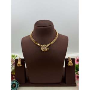 <b>Indian</b> Ethnic Gold Plated Zircon Bridal Necklace <b>Set</b> by Vinita Chorski - Product Image 1