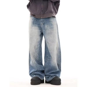 <b>Denim</b> Manufacturer Custom DTG Men's Medium Vintage Slim Cotton Straight Wide Leg Casual Summer Mid Breathable Quick Dry Solid - Product Image 2