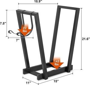 Modern Steel <b>Log</b> Holder Rectangle Firewood Storage <b>Rack</b> Powder Coated Finish Outdoor <b>Indoor</b> Use - Product Image 2