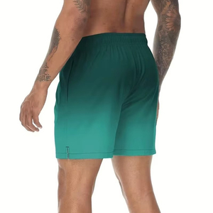 <b>Men's</b> 100% Cotton Gradient Green Swim <b>Trunks</b> Quick-Dry Beach Shorts Mesh Lining Breathable Front Casual Board Shorts Summer - Product Image 3