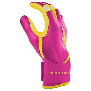 Gants de frappeur de baseball en cuir de chèvre 100 % qualité supérieure, personnalisés, à manchette longue, avec poignées ergonomiques, couleur rose, fournisseur - Product Image 4