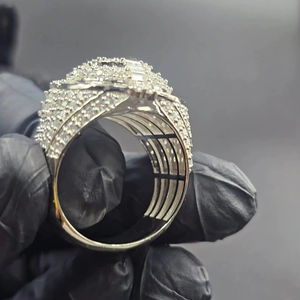 Anillos de cóctel de moissanita con incrustaciones de circonitas, chapados en oro, de plata de ley S925, con corte esmeralda y engaste de púas, certificados por IGI, estilo rapero, joyería de moda - Product Image 3