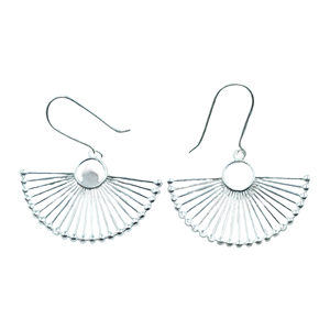 ต่างหูห้อยรูปพัดสไตล์โบฮีเมียน เงินแท้ 925 ต่างหูทรงหยดน้ำลายซันเบิร์สต์ ทำมือ ต่างหูมินิมอล ต่างหูแฟชั่นสำหรับผู้หญิง ของขวัญเครื่องประดับ - Product Image 1