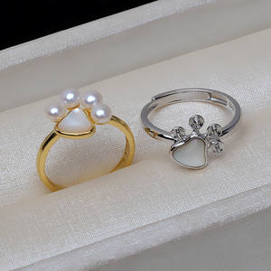 Juego de Joyería Fina de Plata S925, Colgante, Pendientes, Anillo, Brazalete, Huella de Gato, Soporte para Perlas de 3.5-4 Pulgadas, Accesorios para DIY, 3208 - Product Image 3