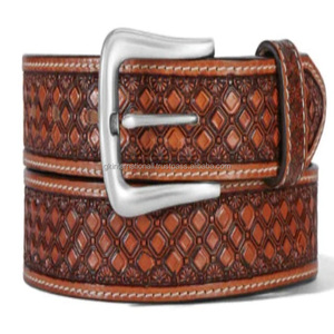 Ceinture d'outillage à la main en cuir western pleine fleur tan de qualité supérieure avec conception de tissage ceinture de cow-boy en cuir repoussé - Product Image 4