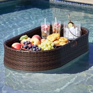 Oval Rattan Storage Tray With Single Compartment For Drink And Food Serving Modern Design <b>Tabletop</b> Use - Product Image 5