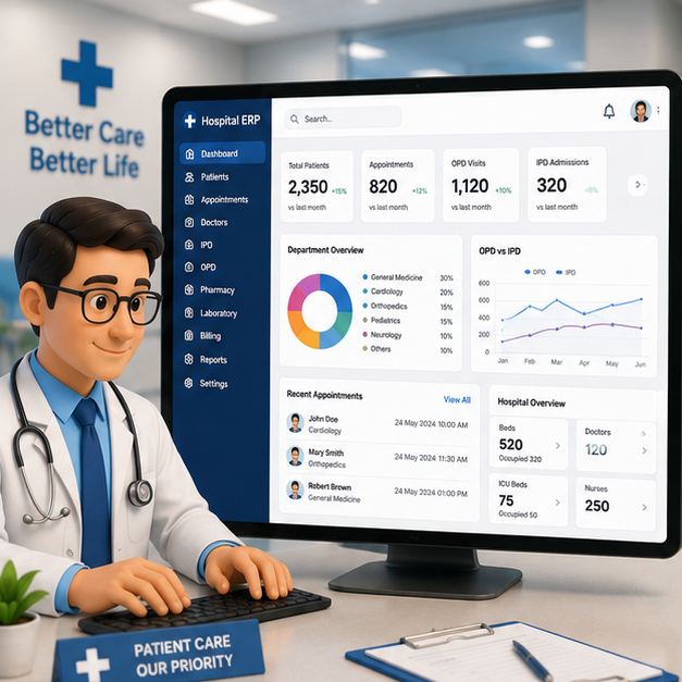 Trusted Hospital ERP Software Development Agency Healthcare Digital Transformation Stock Internet Version Linux MAC IOS
