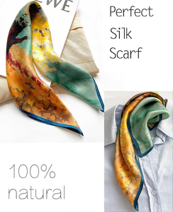 Wholesale High Quality Customizable Solid Floral <b>Square</b> <b>Scarf</b> 100% Silk Custom Colors Logo Printed Outdoor Silk <b>Scarves</b> - Product Image 2