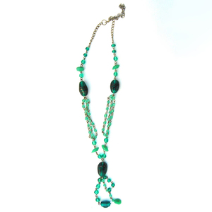 Collier Cœur Perlé Fait Main Aura Héritage, Pendentif Multicouche en Pierre Verte, Bijoux de Fête en Bronze Antique, Collection Prix Usine - Product Image 2