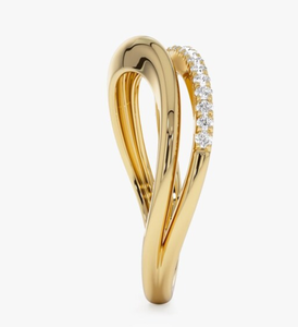 Anillo de Joyería Fina de Doble Capa con Nuevo Diseño en Oro Amarillo y Blanco de 14K y 18K con Diamante Cultivado en Laboratorio para Mujer, Venta al por Mayor de Fábrica - Product Image 4