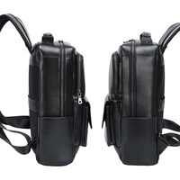 Sac à dos léger en cuir véritable et polyester, écologique, avec fermeture éclair, tendance, pour hommes et femmes, professionnel, noir, pour ordinateur portable