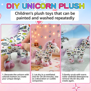 Kit para Colorear Tu Propio Unicornio <span class=keywords><strong>de</strong></span> Peluche, Manualidades, Juguete <span class=keywords><strong>de</strong></span> Peluche Lavable para Colorear, Muñeco <span class=keywords><strong>de</strong></span> Unicornio para Niñas, Regalo - Product Image 4