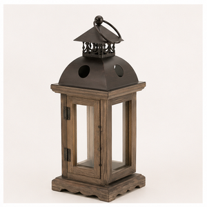 Farol de Madera Rústico Moderno al por Mayor con Tapa Metálica Antigua, Decoración Ecológica Navideña para Interiores del Hogar - Product Image 3