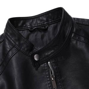 Veste en cuir avec logo personnalisé de haute qualité pour hommes col montant saison d'hiver tarifs de gros y compris l'expédition et la taille - Product Image 3