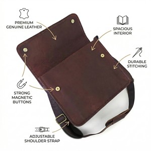 Genuine Leather Laptop Messenger Bag for Men Slim Crossbody Shoulder Bag with Flap, Lightweight Business Work Satchel for Office - Product Image 4