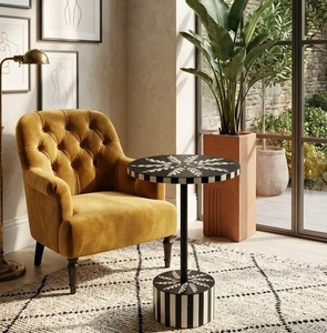 Table de café moderne en bois et os incrustés, respectueuse de l'environnement, pour la décoration de restaurant - Product Image 1