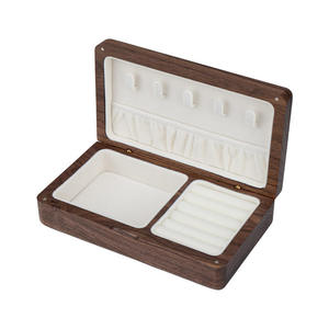 Boîte à bijoux en bois de noyer noir, doublée de velours, portable, rectangulaire, pour le rangement en voyage - Product Image 1