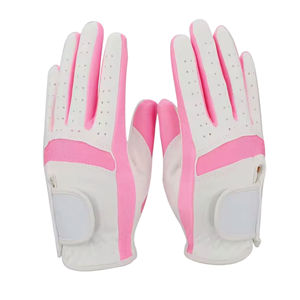 Guantes de Golf de Microfibra Blancos y Rosas, Transpirables, con Cierre de Velcro, Unisex, para Deportes - Product Image 1