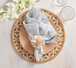 Sets de table écologiques en bambou, faits à la main, tissés, ronds, motif étoile beige, décoration de table, vente en gros, en vrac, B2B, directement de l'usine, OEM - Product Image 4