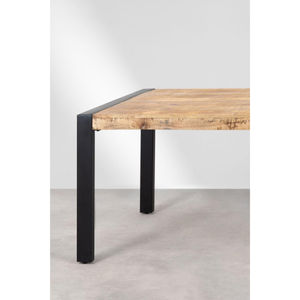 Mesa de Comedor de Madera de Mango con Acabado Rústico Industrial y Patas de Hierro, Acabado Natural, Ecológica, Plegable, para Uso en Restaurantes y Hoteles - Product Image 5