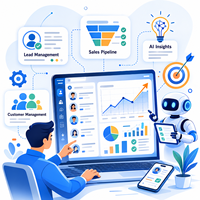 Sistema CRM Moderno con IA, Automatización de Ventas, Cuidado de Clientes Potenciales, Seguimiento de Clientes, Crecimiento Empresarial, Android, MAC, Linux, Internet, Stock