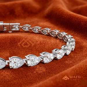 สร้อยข้อมือเทนนิสประดับมอยส์ซาไนต์ทรงลูกแพร์เงินแท้ 925 สำหรับผู้หญิง เครื่องประดับแฟชั่นหรูหรา ดีไซน์สวยงาม เหมาะเป็นของขวัญงานแต่งงาน - Product Image 3