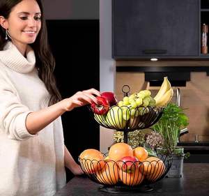 Panier de rangement compact en fil métallique avec poignées, organiseur de cuisine pour fruits et légumes - Product Image 3