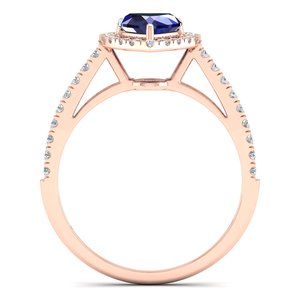 Bague de fiançailles REYES en or rose massif 14 carats de haute qualité, diamant certifié IGI, taille cœur, saphir bleu 0,75 carat, bijoux - Product Image 4