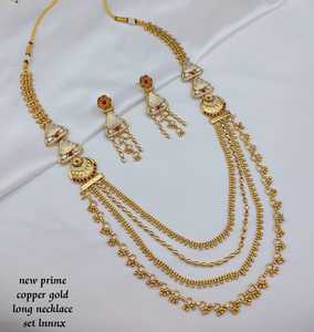 Wholesale High Quality New Vintage Copper <b>Gold</b> Plated Crystal Bridal Jewelry <b>Set</b> Long Mala Necklace Earrings Maang Wedding Gift - Product Image 1