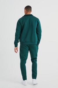 Survêtement Homme Personnalisé à Capuche Entièrement Zippé en Coton Molletonné Vert, Coupe Droite, Style Athleisure, Deux Pièces, OEM ODM - Product Image 3