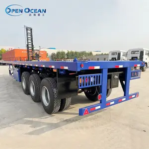 Low Price 3 Axles 40ft Flat Bed Semi Trailer Heavy Truck Trailer For Container Shipping