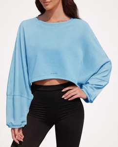 เสื้อสเวตเชิ้ตแขนทรงปีกค้างคาวสีน้ำเงินสำหรับผู้หญิงจาก Oneten Apparels ทรงหลวม คอกลม - Product Image 1