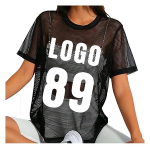 เสื้อยืดแขนสั้นผู้หญิง คอกลม ทรงโอเวอร์ไซส์ ระบายอากาศได้ดี สไตล์สตรีท พิมพ์ลายโลโก้ สีดำ - Product Image 4